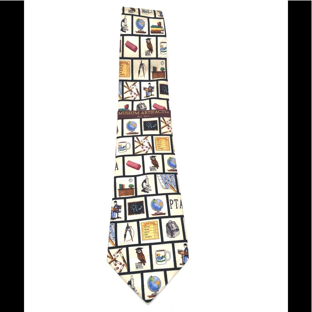 MUSEUM ARTIFACTS SCHOOL DAYS SILK TIE - NEW